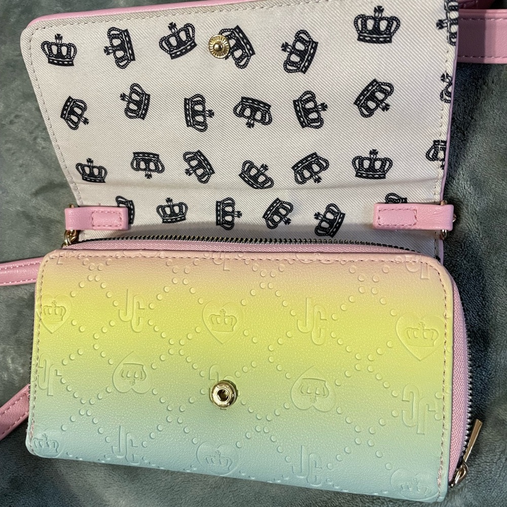 Juicy Couture Pink and Yellow Backpack with Wallet - Picture 10 of 12